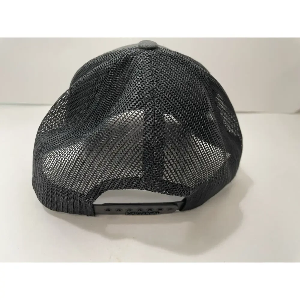 Richardson 112 Trucker Hat Golf Flag Leather Patch Gray Black SnapBack Cap